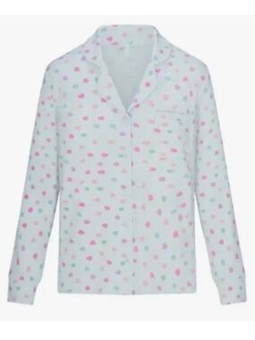 👚🩵 SKIMS Soft Lounge Ribbed Sleep TOP Cloud Candy Heart Print Size Medium/M NWT!